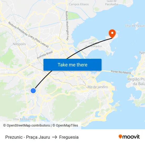 Prezunic - Praça Jauru to Freguesia map