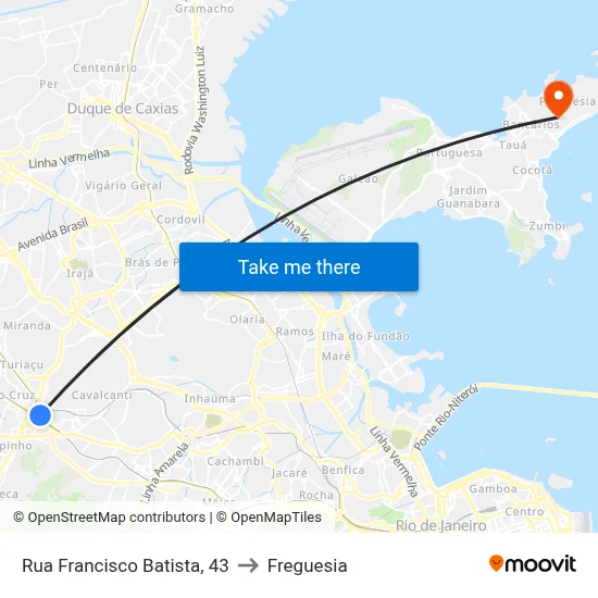 Rua Francisco Batista, 43 to Freguesia map