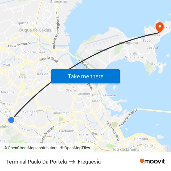 Terminal Paulo Da Portela - Linhas Urbanas to Freguesia map