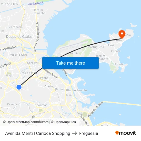 Avenida Merití | Carioca Shopping to Freguesia map