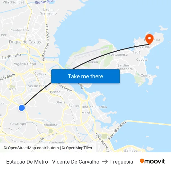 Estação De Metrô - Vicente De Carvalho to Freguesia map