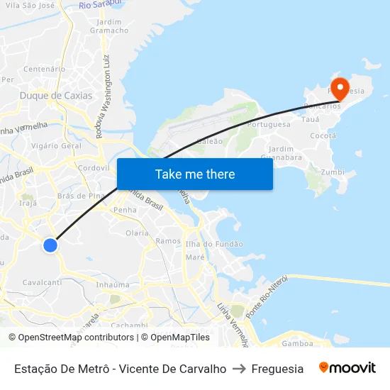 Estação De Metrô - Vicente De Carvalho to Freguesia map