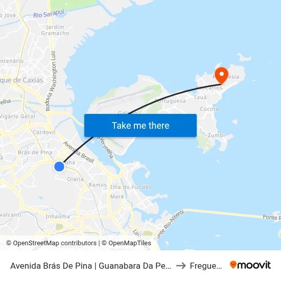 Avenida Brás De Pina | Guanabara Da Penha to Freguesia map