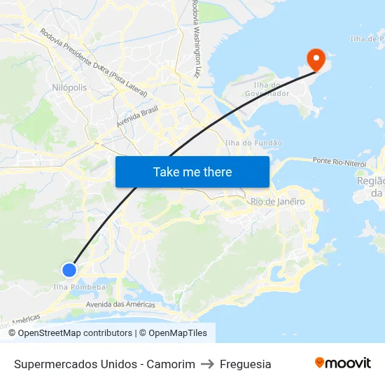 Supermercados Unidos - Camorim to Freguesia map