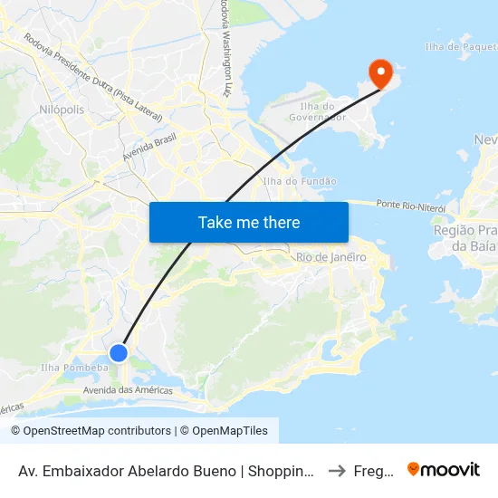 Av. Embaixador Abelardo Bueno | Shopping Metropolitano Barra to Freguesia map