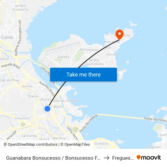 Guanabara Bonsucesso / Bonsucesso F.C. to Freguesia map