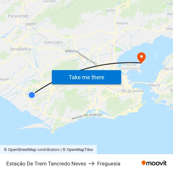 Estação De Trem Tancredo Neves to Freguesia map