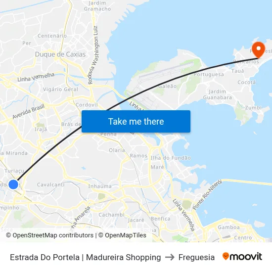Estrada Do Portela | Madureira Shopping to Freguesia map