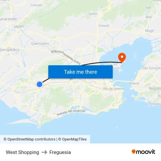 West Shopping to Freguesia map