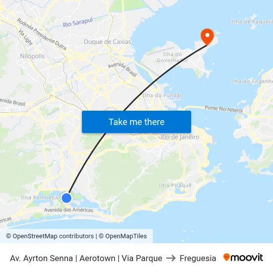 Av. Ayrton Senna | Aerotown | Via Parque to Freguesia map