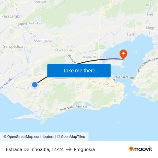 Estrada De Inhoaiba, 14-24 to Freguesia map