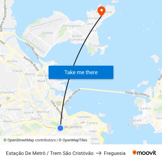 Estação De Metrô / Trem São Cristóvão to Freguesia map