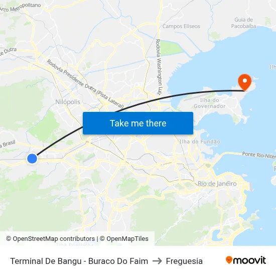 Terminal De Bangu - Buraco Do Faim to Freguesia map