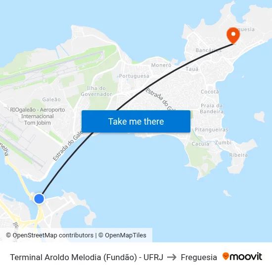 Terminal Aroldo Melodia (Fundão) - UFRJ to Freguesia map