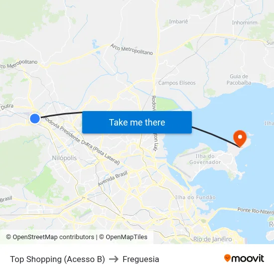 Top Shopping (Acesso B) to Freguesia map