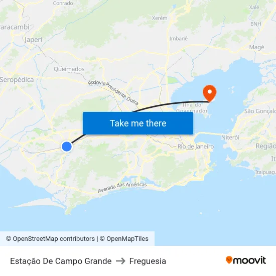 Estação De Campo Grande to Freguesia map