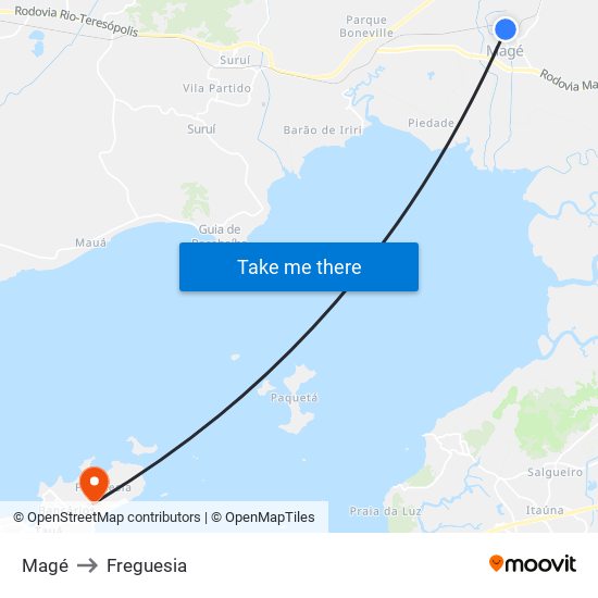 Magé to Freguesia map