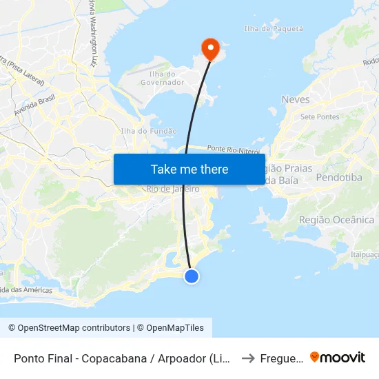 Ponto Final - Copacabana / Arpoador (Linha 455) to Freguesia map