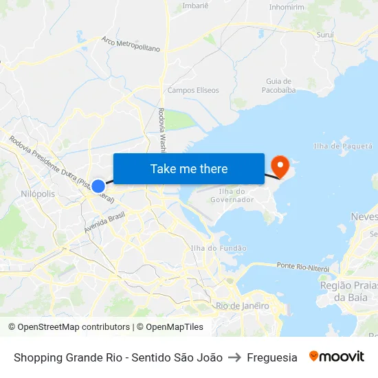 Shopping Grande Rio - Sentido São João to Freguesia map