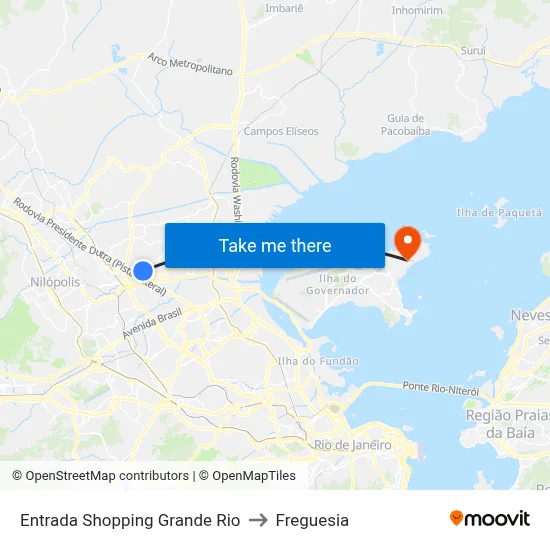Entrada Shopping Grande Rio to Freguesia map