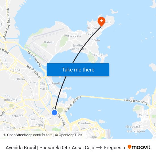 Avenida Brasil | Passarela 04 / Assaí Caju to Freguesia map
