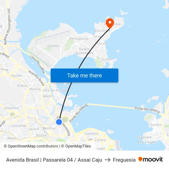 Avenida Brasil | Passarela 04 / Assaí Caju to Freguesia map