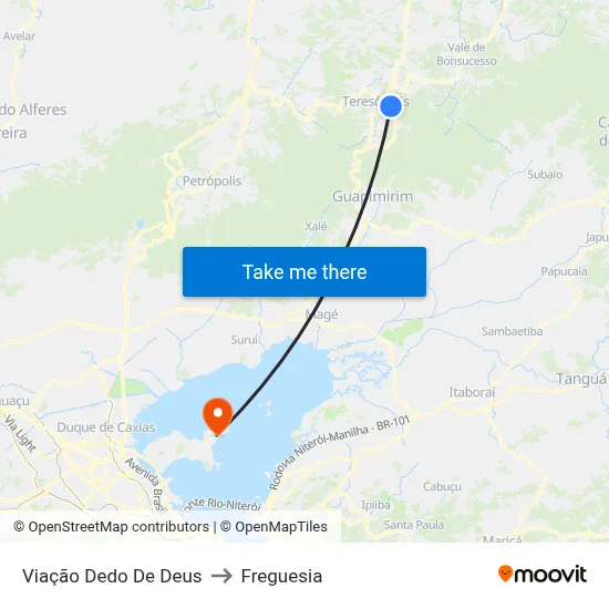 Viação Dedo De Deus to Freguesia map