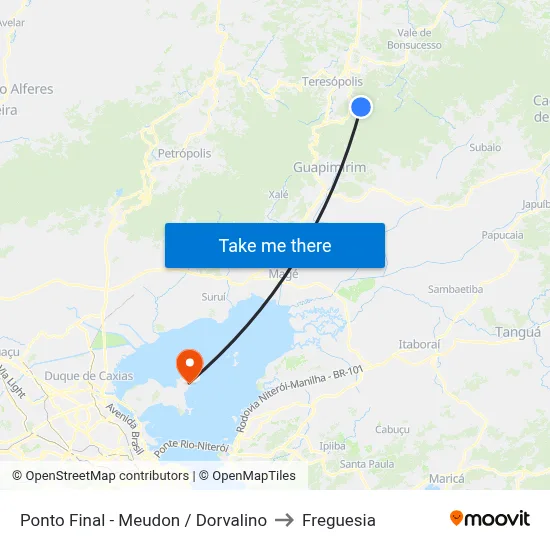 Ponto Final - Meudon / Dorvalino to Freguesia map