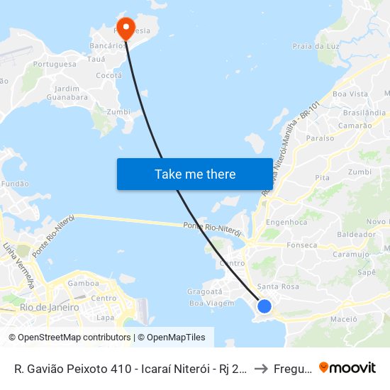 R. Gavião Peixoto 410 - Icaraí Niterói - Rj 24220-101 Brasil to Freguesia map