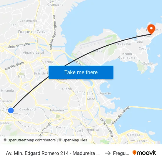 Av. Min. Edgard Romero 214 - Madureira Rio De Janeiro to Freguesia map