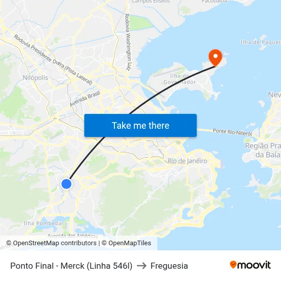 Ponto Final - Merck (Linha 546l) to Freguesia map