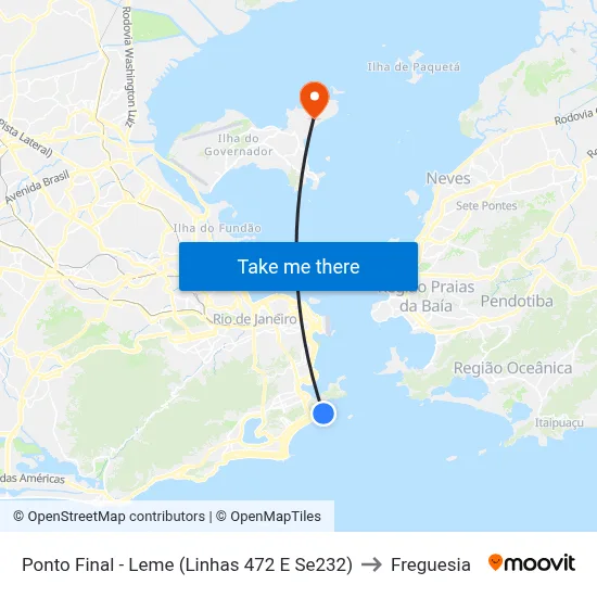 Ponto Final - Leme (Linhas 472 E Se232) to Freguesia map