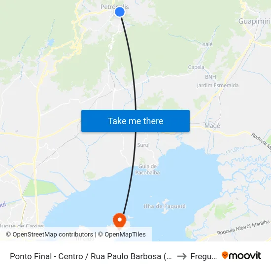 Ponto Final - Centro / Rua Paulo Barbosa (Linhas Para Região Sul) to Freguesia map