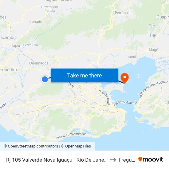 Rj-105 Valverde Nova Iguaçu - Rio De Janeiro 26290 Brasil to Freguesia map