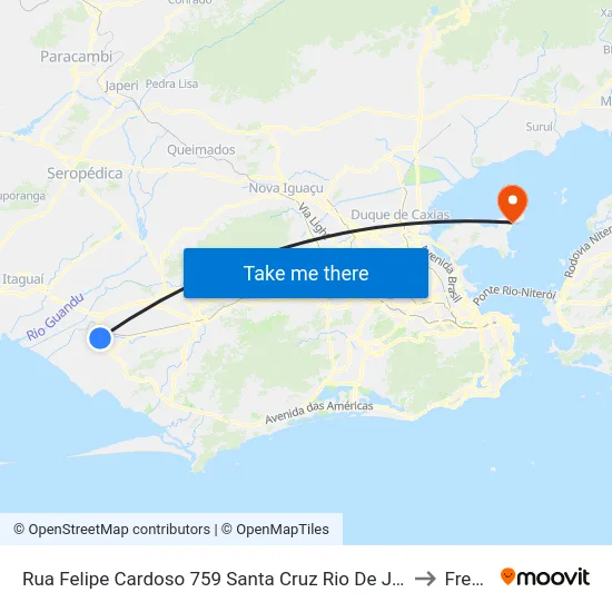 Rua Felipe Cardoso 759 Santa Cruz Rio De Janeiro - Rio De Janeiro 23510 Brasil to Freguesia map