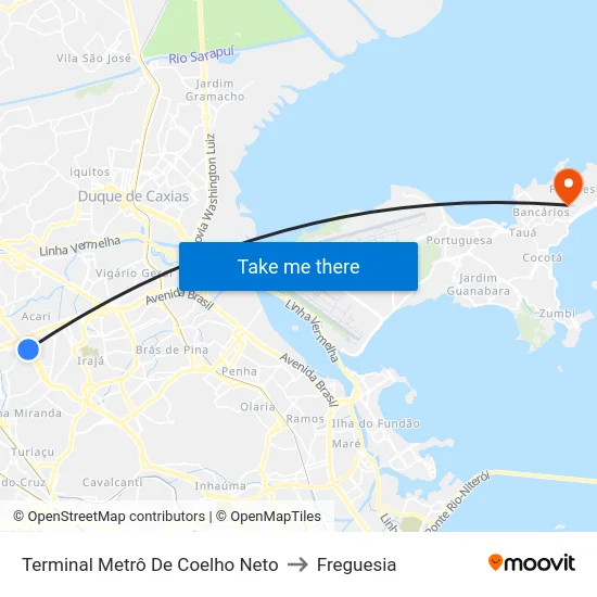 Terminal Metrô De Coelho Neto to Freguesia map