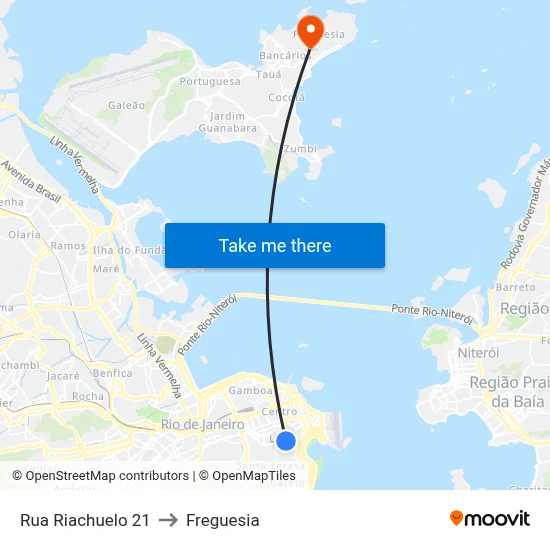 Rua Riachuelo 21 to Freguesia map
