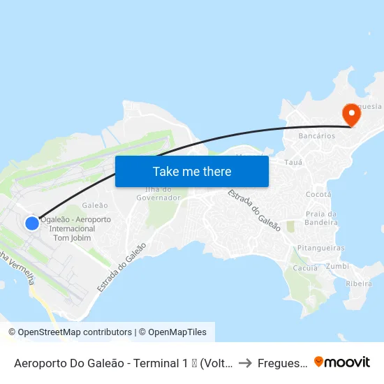 Aeroporto Do Galeão - Terminal 1 ✈ (Volta) to Freguesia map