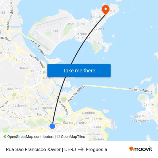 Rua São Francisco Xavier | UERJ to Freguesia map