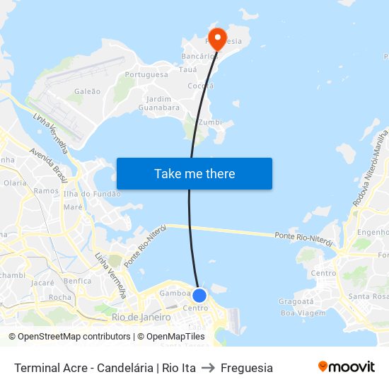 Terminal Acre - Candelária | Rio Ita to Freguesia map