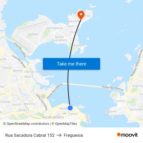 Rua Sacadura Cabral 152 to Freguesia map