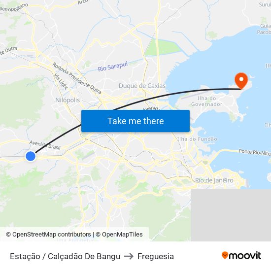 Estação / Calçadão De Bangu to Freguesia map