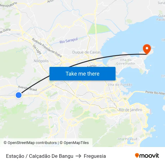 Estação / Calçadão De Bangu to Freguesia map