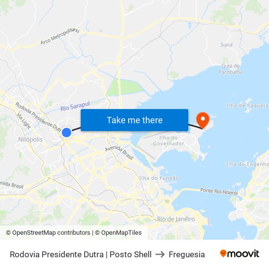 Rodovia Presidente Dutra | Posto Shell to Freguesia map