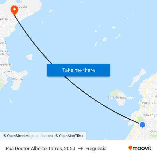 Rua Doutor Alberto Torres, 2050 to Freguesia map