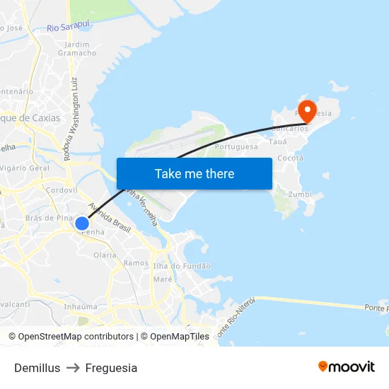 Demillus to Freguesia map