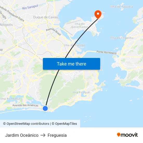 Jardim Oceânico to Freguesia map