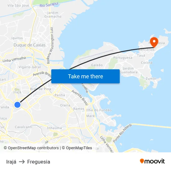 Irajá to Freguesia map