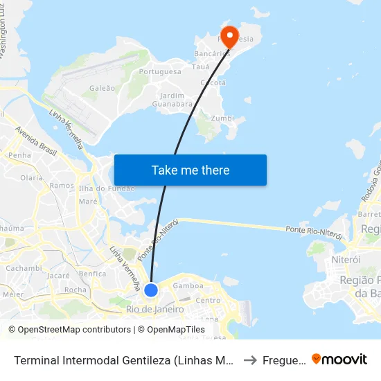 Terminal Intermodal Gentileza (Linhas Municipais) to Freguesia map