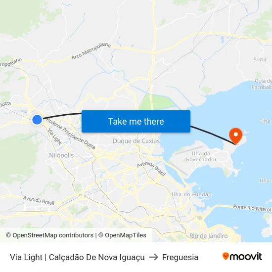 Via Light | Calçadão De Nova Iguaçu to Freguesia map